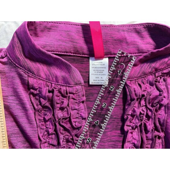 HeartSoul Tank Top Womens Size XL Purple Ruffle Trim Sleeveless V-Neck Casual - Picture 3 of 7